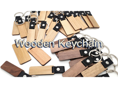 Legno di cuoio personalizzabile Keychains - legno di faggio della noce