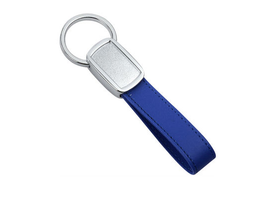 Il verde di cuoio blu della catena chiave dell'unità di elaborazione del nastro di colore ha personalizzato il logo coprente con una cupola a resina epossidica