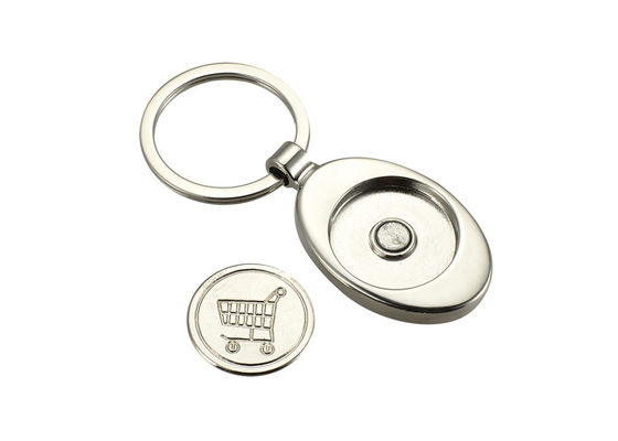 Anello portachiavi a catena chiave del supporto di acquisto del carrello di ellisse dell'automobile del metallo simbolico della moneta