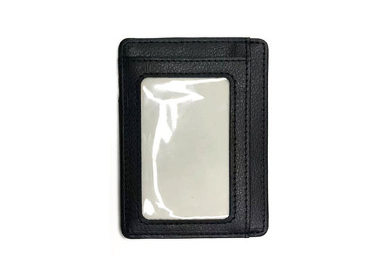 Il rettangolo riveste di pelle l'organizzatore nero Wallet Custom Logo Card Holder 20g della carta di credito di 97mm