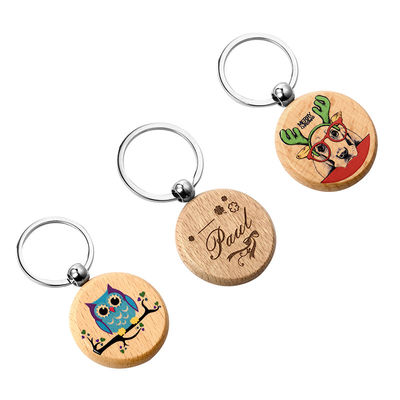 Keychains di legno personale con il nome ha personalizzato l'anello portachiavi rotondo della sublimazione
