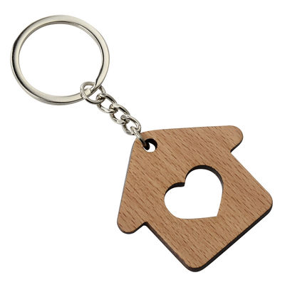 Catena chiave Ring Metal Pendant Bag Gift della Camera di legno naturale