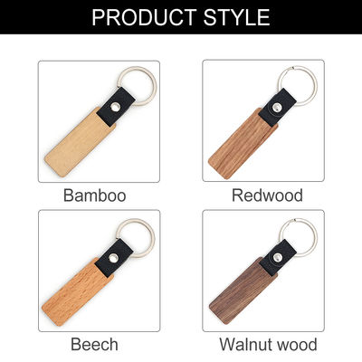 Incisione del legno di cuoio personalizzabile di Keychains - legno di faggio della noce