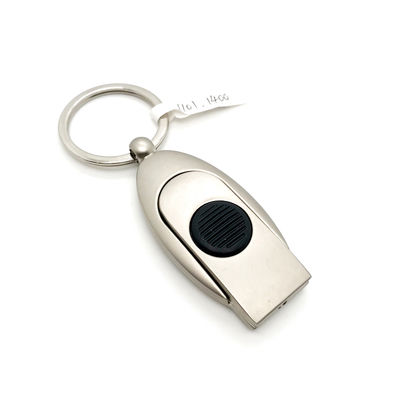 Porta chiavi in metallo in argento per la promozione con logo personalizzato in finitura in argento
