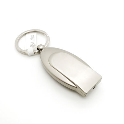 Porta chiavi in metallo in argento per la promozione con logo personalizzato in finitura in argento