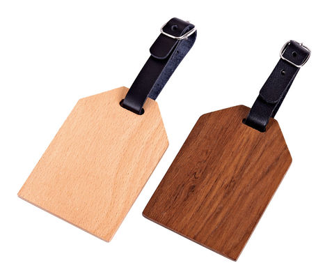 Tag di bagaglio in legno accattivante con cintura di sicurezza per identificare le borse