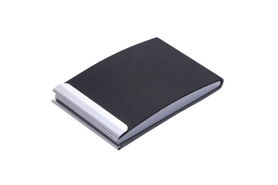 Portatore di biglietti da visita in metallo / PU con chiusura rapida, design professionale ed elegante