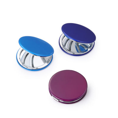 Specchio di tasca in PU rotondo personalizzato Specchio cosmetico compatto con ingrandimento 1X/2X
