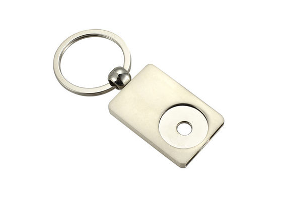 Rivesta di ferro l'anello portachiavi a catena chiave di stampa UV della moneta del carrello di rettangolo del supporto del metallo