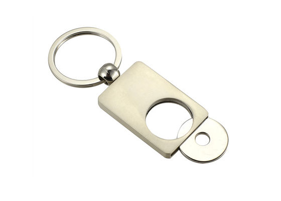 Rivesta di ferro l'anello portachiavi a catena chiave di stampa UV della moneta del carrello di rettangolo del supporto del metallo