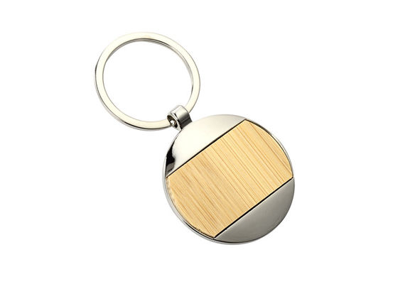 Incisione laser di bambù di Ring Holder Iron Promotional Metal Keychains di chiave del metallo del nichel
