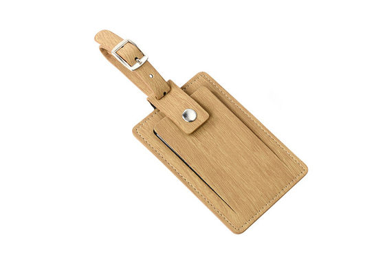 L'etichetta di legno dei bagagli di viaggio del grano ha personalizzato l'unità di elaborazione del cuoio genuino