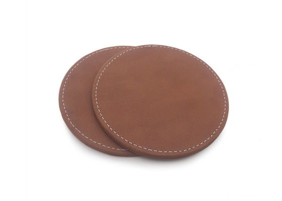 Unità di elaborazione incisa Brown di cuoio Pantone di Logo Drink Coasters With Logo