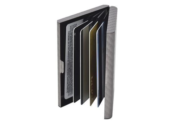 Organizzatore Wallet RFID della carta di credito della fibra del carbonio che blocca alluminio di cuoio