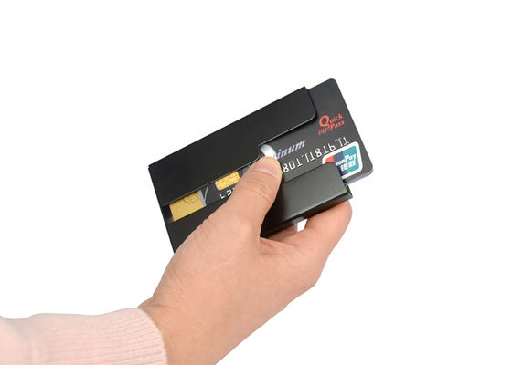 Logo su misura rettangolo di alluminio aperto del supporto del portafoglio della carta di credito