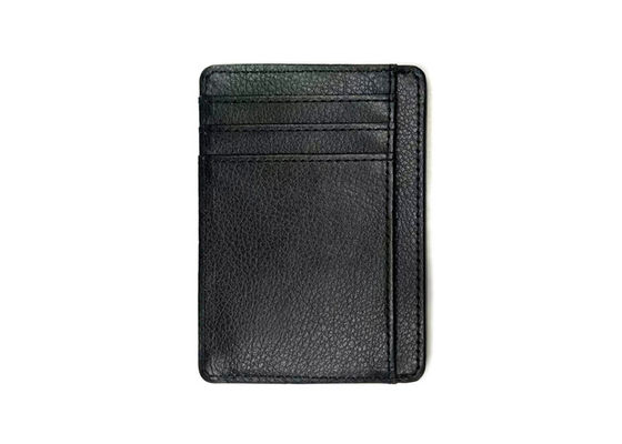 Prezzo buono Il rettangolo riveste di pelle l'organizzatore nero Wallet Custom Logo Card Holder 20g della carta di credito di 97mm in linea
