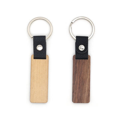Prezzo buono Incisione del legno di cuoio personalizzabile di Keychains - legno di faggio della noce in linea