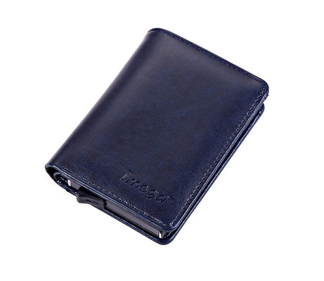 Prezzo buono Portafoglio classico e sofisticato per possessori di carte in PU/alluminio Organizza 8-10 carte con chiusura magnetica in linea
