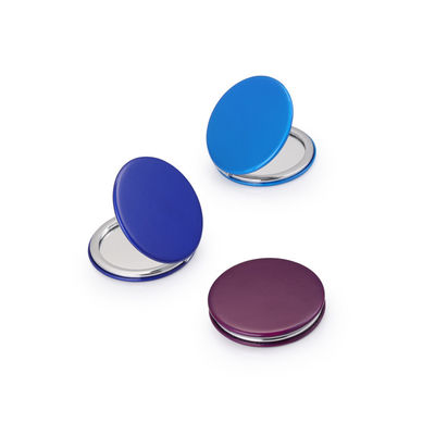 Prezzo buono Specchio di tasca in PU rotondo personalizzato Specchio cosmetico compatto con ingrandimento 1X/2X in linea