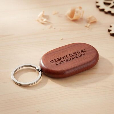Prezzo buono Personalizzazione Portachiavi in ​​legno inciso Finitura lucida Prodotto personalizzato elegante perfetto per campagne di marketing aziendale in linea