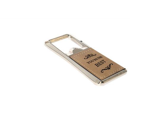 Prezzo buono Rettangolo in lega di zinco di cuoio dell'unità di elaborazione del laser Logo Metal Bottle Opener in linea