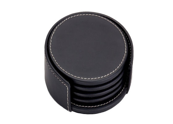 Prezzo buono i sottobicchieri di cuoio rotondi di 10x 4cm hanno personalizzato i sottobicchieri della bevanda del nero della tazza in linea